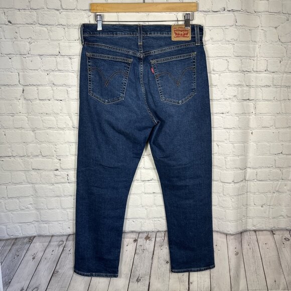 Levis Jeans Womens 32 Blue Wedgie Straight Button Fly High Rise Medium Wash - Picture 7 of 14